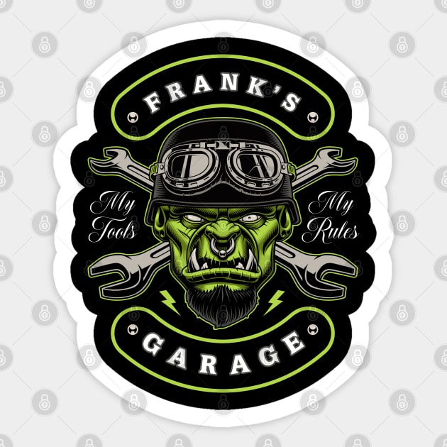 Frank's Garage Personalized Men's Gift Sticker by grendelfly73